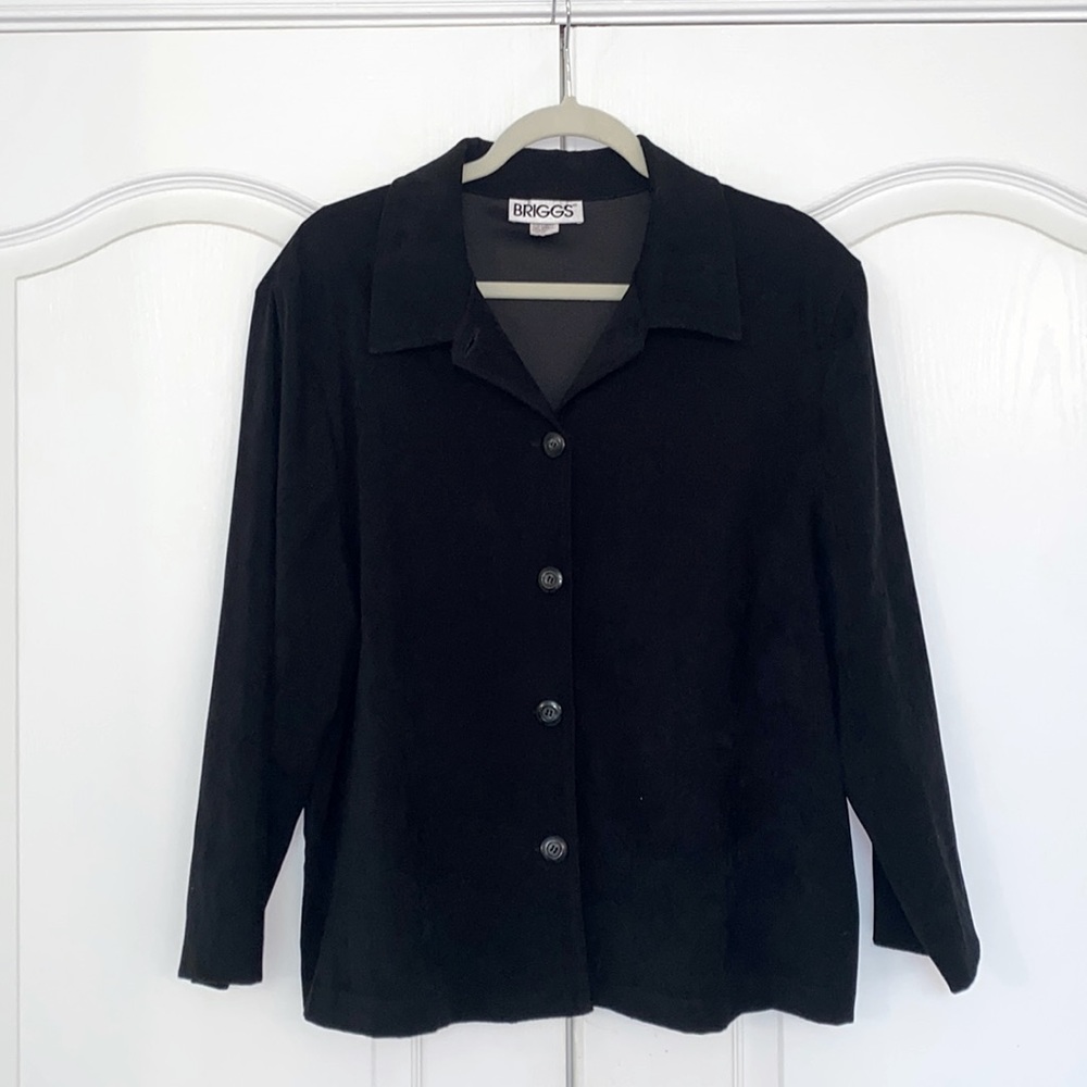 Briggs New York black, faux suede swing jacket.